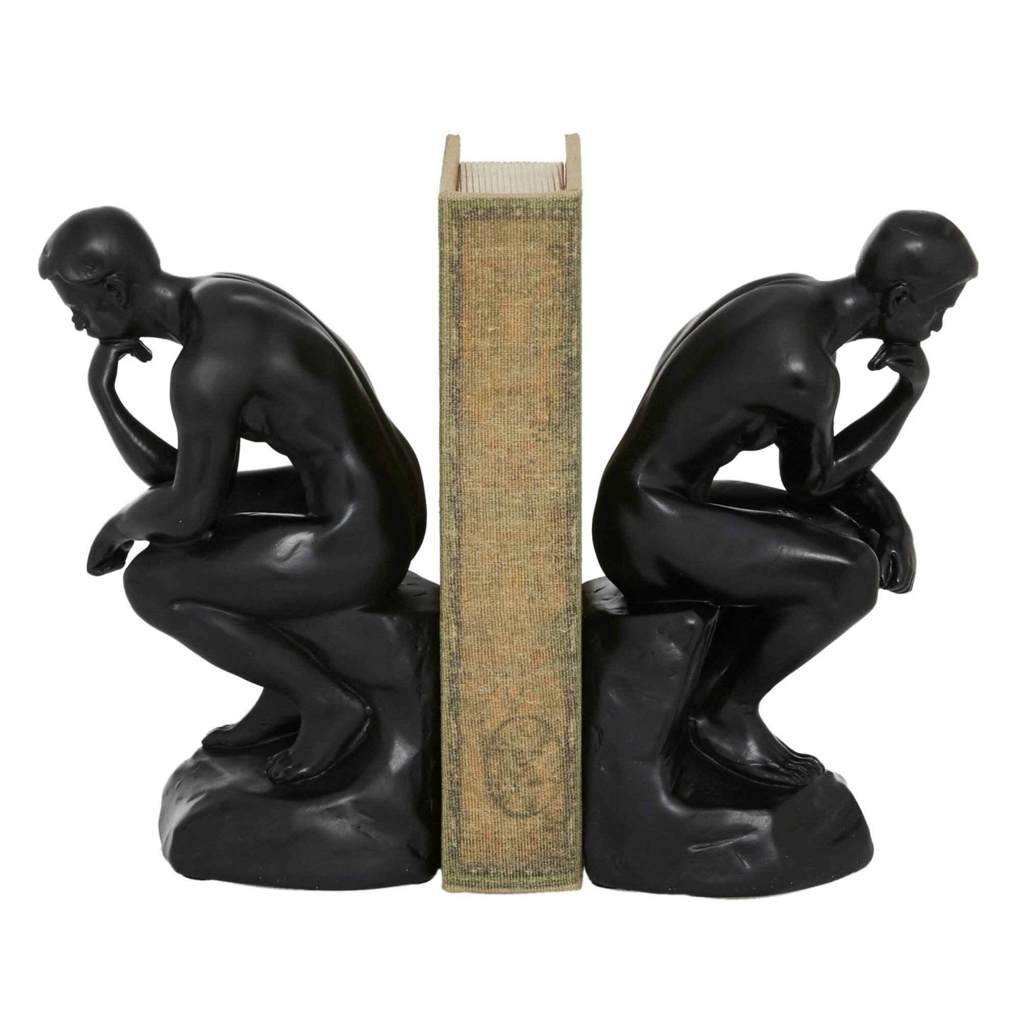 9" Black The Thinker Vintage Bookends